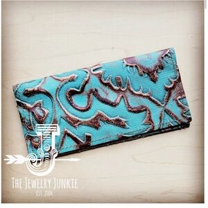 calf skin Hair-On Hide genuine leather Wallet brown, blue and gold